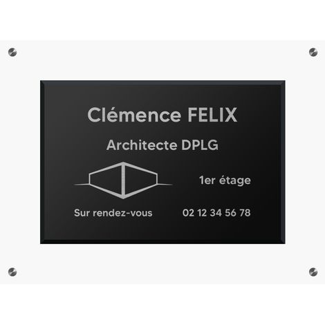 Support en plexi transparent pour plaque professionnelle 20 x 30 cm (1/4)