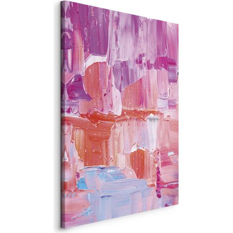 Peinture - Contrastes colorés - transitions de couleurs dynamiques dans les tons de rose / Coups de pinceau colorés - nuances intenses de rose et de violet sur toile (1/3)