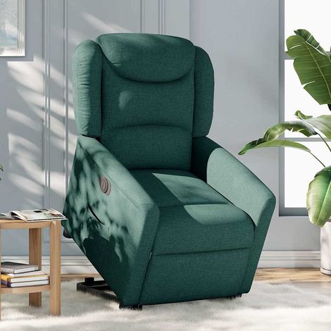 Maison Exclusive - Poltrona Alzapersona Reclinabile Elettrica Verde Scuro Tessuto