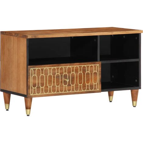 Mueble TV retro función de exposición almacenamiento 80 x 33 x 46 cm de madera maciza de mango miel 020047311 (1/5)