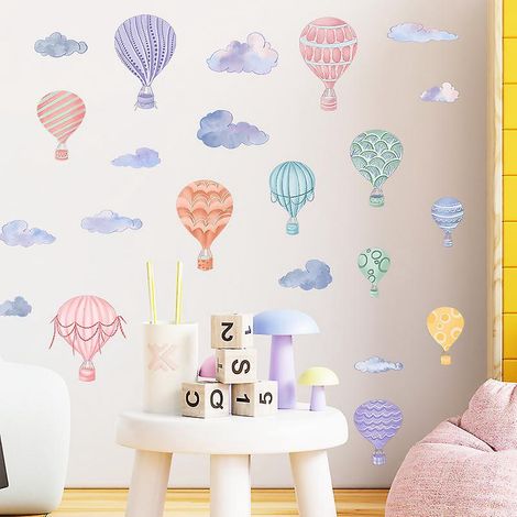 stickers Muraux De Dcoration De Chambre D'enfant - Nuages Montgolfire, Stickers Muraux De Dessins Anims, Poster D'art Mural, Stickers D'art  Dcoll (1/3)