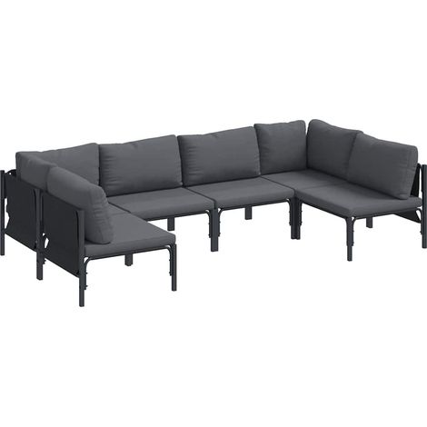 Maison Exclusive - Conjunto de sofás de jardín 6 uds. Negro Acero (1/5)