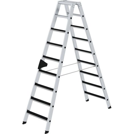 Günzburger Steigtechnik Escabeau à marches accessible des deux côtés avec clip-step 2 x 9 marches - 041609 (1/4)
