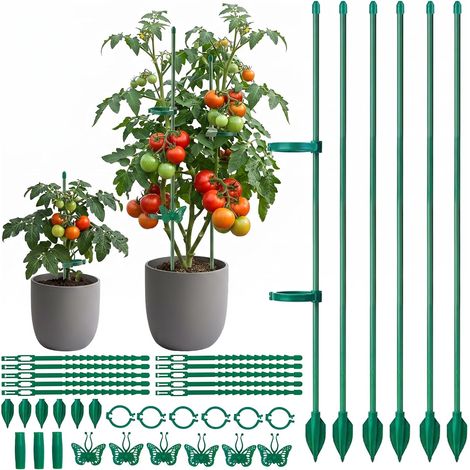 6 Pieces 30cm Tuteurs pour Plantes, Réglables Tuteur Orchidée,Tuteur Plante Interieur avec Clips Papillon (1/5)