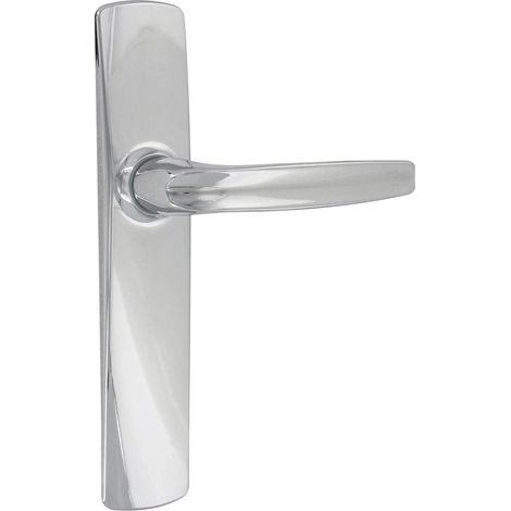 Set de Poignée de Porte sur Petite Plaque RIV ANGERS - Version Condamnation Salle de Bain et WC - Entraxe 165 mm - Système de Pose Facile - Finition Chrome Velours (1/4)