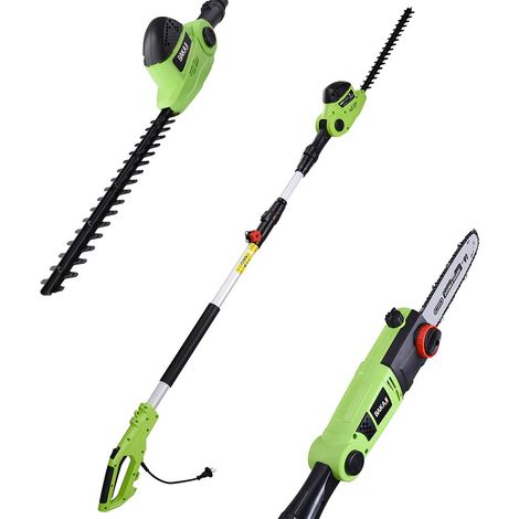 BAKAJI Tagliasiepi Telescopico Elettrico con Asta Estensibile, Taglia Siepi Lama 41 cm con Inclinazione, Lama Regolabile Manutenzione Giardino Tagliabordi Decespugliatore (700W con Motosega 2in1) (1/7)