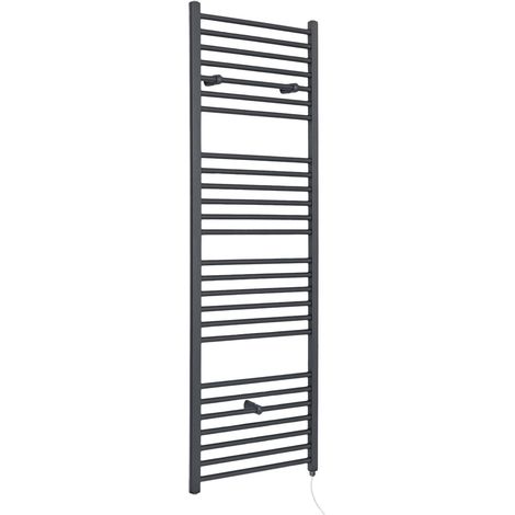 Milano Artle Electric Anthracite Straight Bar Heated Towel Rail Radiator - 1800mm x 600mm (1/5)