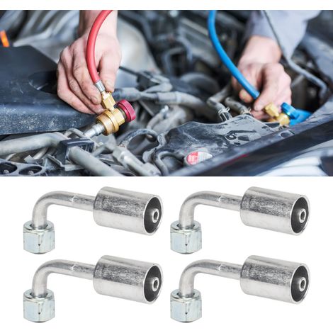 Set mit 10 Kfz-Klimaanlagensteckern, Aluminiumsteckern, 3-Punkt-R134-Öko-Anschluss mit 3-Punkt-R12-Aluminiumhülse, 90-Grad-Winkelstecker (Referenz: LR-FT022) (1/5)