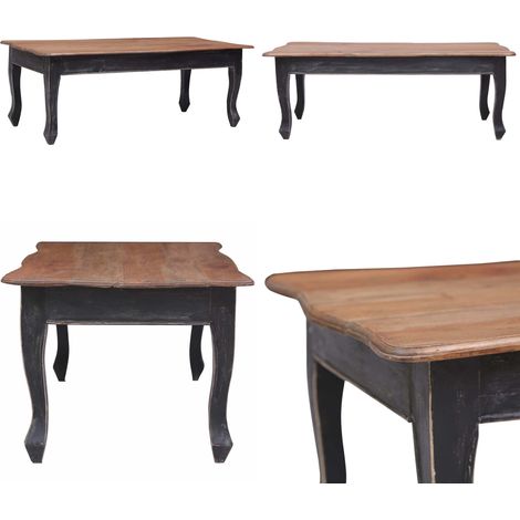 Table basse Noir 120x60x45 cm Bois d'acajou massif - Table basse noir - Table basse style français (1/5)