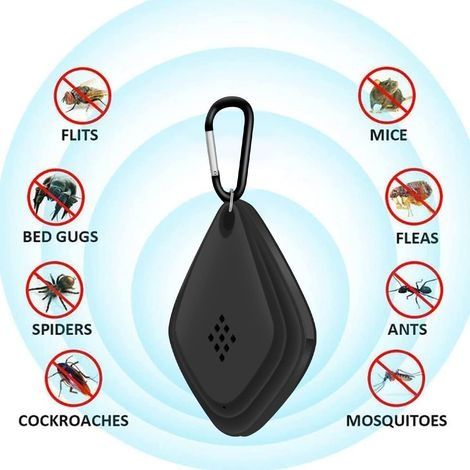 Ultraschall-Mückenabwehrgerät, elektronischer Mückenvernichter, USB-aufladbar, praktischer und tragbarer Insektenvernichter (Schwarz), 2 Stück (1/4)