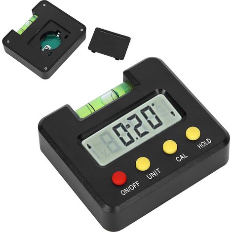 Digitaler Neigungsmesser, Wasserwaage, Winkelmesser, elektronisch, magnetisch, schwarzes Gehäuse, Wasserblase (1/5)