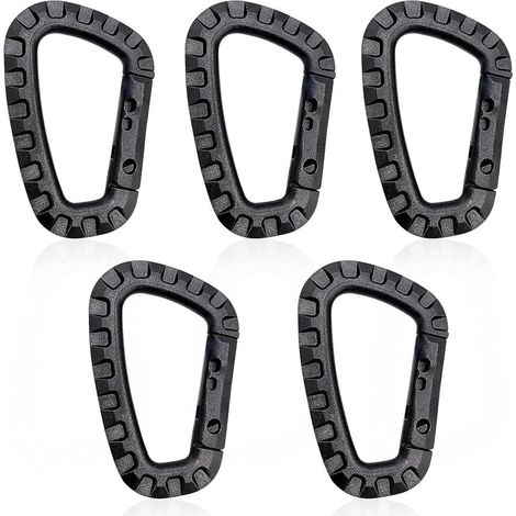 Lot de 5 Mousquetons en Plastique,Mousqueton Tactique Militaire Durable Forme en D Multifonctionnelle Sac à Dos (1/5)