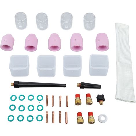 Kit de rechange torche plasma 38 pièces avec lentilles, buses et joints pour modèles WP9, WP20, WP25 - Accessoires soudure. (1/5)