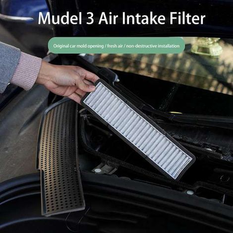 Ein Ersatzset aus weißem und schwarzem Vliesstoff für den Lufteinlassfilter der Klimaanlage des Tesla Model 3. (1/5)