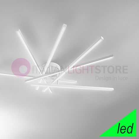SYNCRO Plafoniera in alluminio verniciato bianco 6 DIFFUSORI ORIENTABILI LED 70W 4900LM - CCT 3000K 4000K 6000K (1/3)