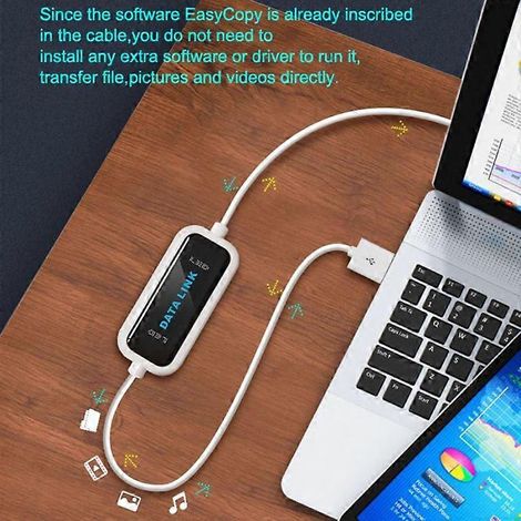 Câble de transfert USB portable PC à PC pour partage en ligne, synchronisation, transfert direct de fichiers et de données. Pont de transfert de données facile à utiliser. Nouveau (1/4)