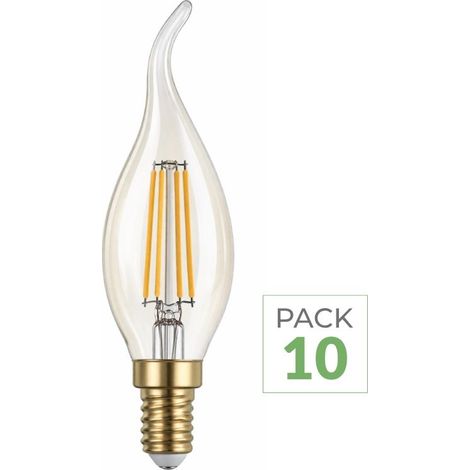 Ampoule E14 LED Flamme Filament 4W T35 - Pack de 10 / Blanc Chaud  - SILUMEN