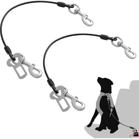 Lot de 2 Harnais Voiture Chien, 60cm, Securite, 360°, Crochet, Animal, Compagnie, Voyage, Auto (1/5)