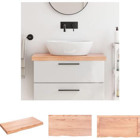 The Living Store Waschtischplatte Hellbraun 80x40x(2-6) cm Massivholz Behandelt -  Arbeitsplatten (1/5)