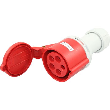 91636 CEE Starkstrom Kupplung 16A 400V 5-polig Weiblich mit Klappdeckel IP44