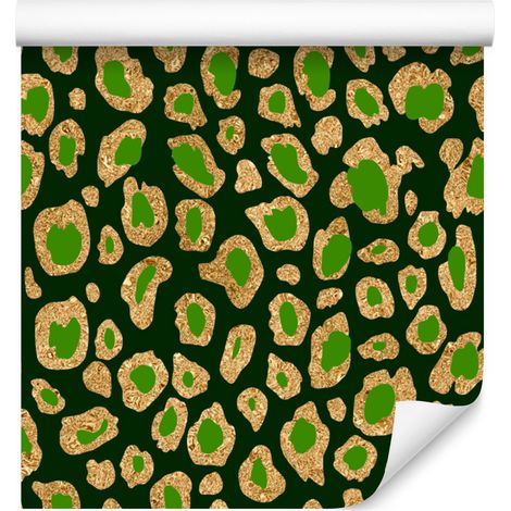 Papel pintado verde cuero, amarillo y verde botella para salón y dormitorio, 50x1000 mm. (1/5)