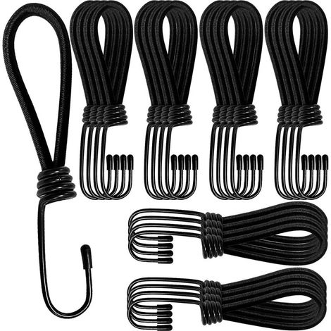 25 Pièces Tendeurs de Bâche avec Crochets, 15 cm Crochet Tendeur Elastique Courts, Crochets d'Extenseur Bâches pour Camping, Tendeur Crochet Bache, pour Remorques Transport Stationnaires (1/5)