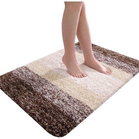 Tapis de bain en microfibre gris 40 x 60 cm, tapis de bain extra doux et absorbant, tapis moelleux antidérapant pour salle de bain 40 x 60 cm (marron) (1/5)
