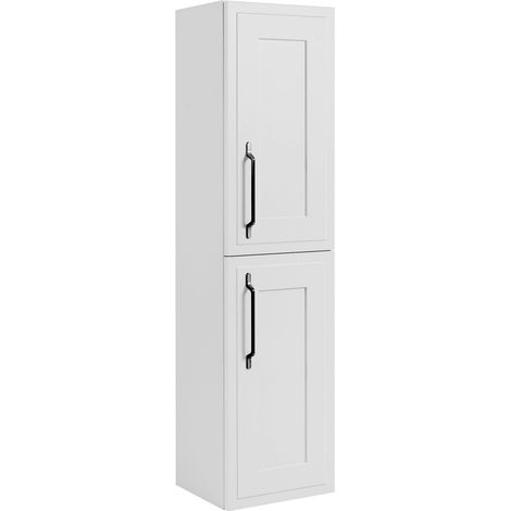 Mobiletto da bagno, bianco, 35 x 136 x 27 cm, maniglia nera (1/5)