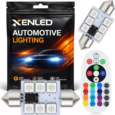 Pack 2 Ampoules 6 LED RGB - C5W controlé par télécommande (1/5)