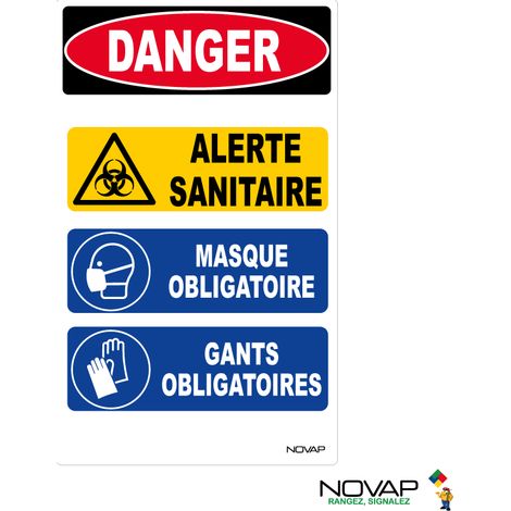 Panneau Danger alerte sanitaire - 200x330mm - 4161785