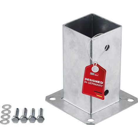 SOTECH Bodenanker zum Aufschrauben Stahl feuerverzinkt optimal für Garten oder Terrasse, Pfostenträger für Vierkantholz (Vierkant 70 x 70 mm) 152 mm Höhe, 1 Stück