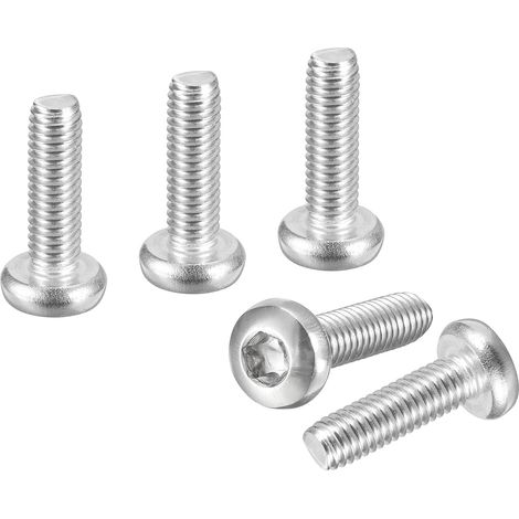 Lot de 5 vis de sécurité Torx à tête cylindrique M6 x 22 mm – Bon pour les machines – Acier inoxydable 316 – Vis de sécurité Torx – Ton argenté (1/5)