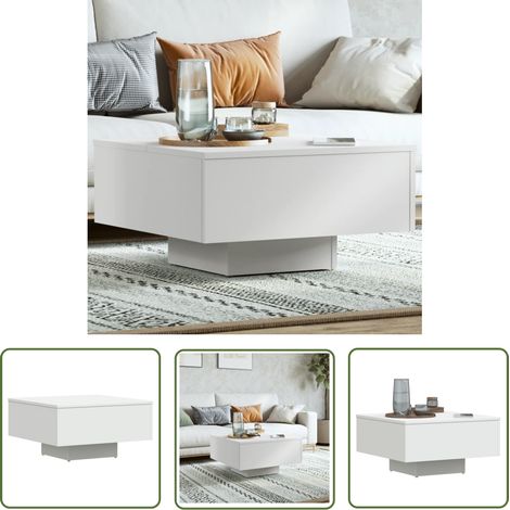 The Living Store Couchtisch Weiß 60x60x31,5 cm Holzwerkstoff - Couchtisch - Wohnzimmereinrichtung - Weißer Couchtisch - Holzmöbel - Behandeltes Holz (1/5)