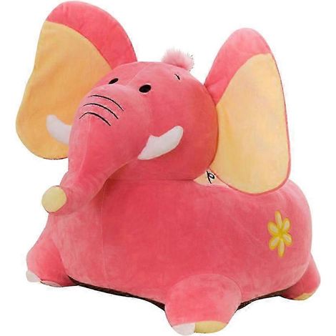 Housse de canapé enfant en peluche animal (sans rembourrage)-Elephant (Pink) (1/5)