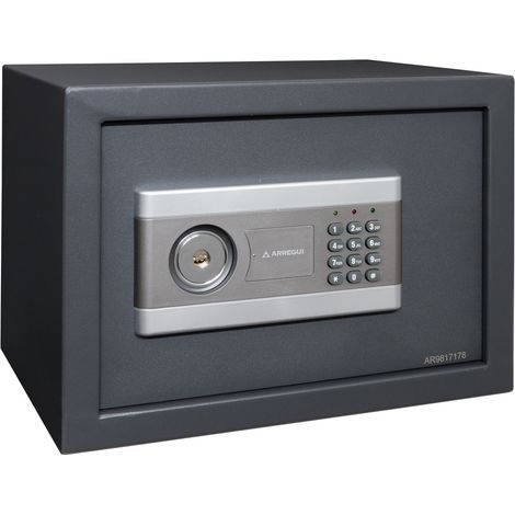 ARREGUI Stylo 19010-S2 Möbeltresor Möbelsafe aus Stahl mit 2 Faktor- Sicherheitsschloss, Tresor Safe mit elektronischem Zahlenschloss + Schlüssel für Zuhause oder Büro, 25 x 35 x 25 cm, 15 L