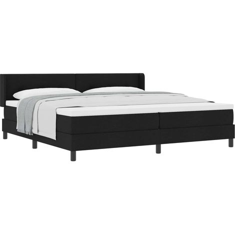 Box Spring Bed with Headboard Manual Black 200 x 200 cm Fabric vidaXL (1/5)