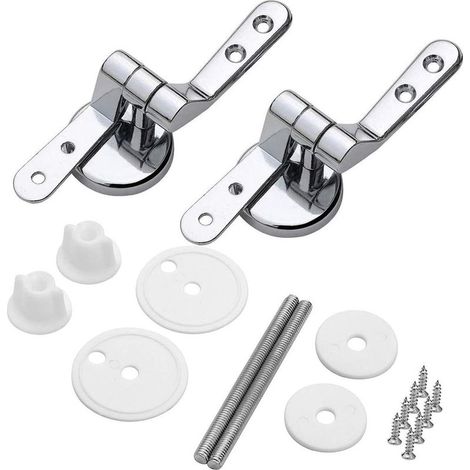 Charniere Abattant, Lot de 2 charnières de rechange pour lunette WC avec fixations en alliage de zinc (1/5)