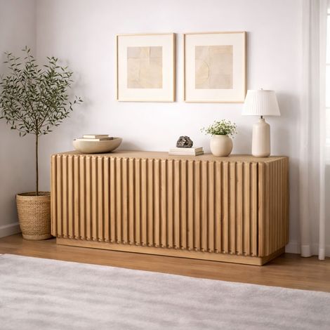 Buffet 2 portes 158x47x75 cm naturel