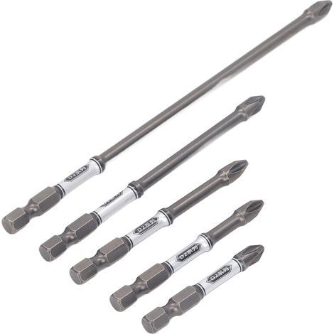 Garosa 5Pcs S2 Acier Tournevis Bit Set Anti Slip Magnétique Tournevis Bits Non-Slip- Driver Bits avec Longueur Prolongée pour Impact Driver Perceuse Électrique Outils Électriques (1/5)