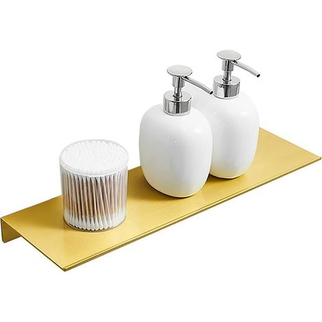 Étagères de Salle de Bain, Organisateur de Étagère Douche, Plateau de Rangement en Aluminium pour Coiffeuse de Salle de Bain, Cuisine - Or Brossé(40cm)