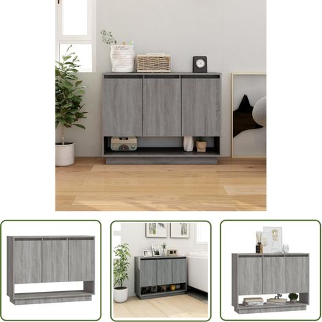 The Living Store Sideboard Grau Sonoma 97x31x75 cm Holzwerkstoff - Sideboard - Wohnwand - TV-Schrank - Regal - Grau (1/5)