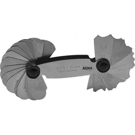 PLANTILLAS PARA RADIOS CONCAVOS Y CONVEXOS / 16 HOJAS  De 7,5 a 15MM - ACHA