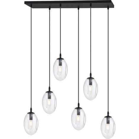 Lampada a Sospensione Astral, Acciaio verniciato a polvere, Vetro, Nero, 70x100x22 cm (1/5)