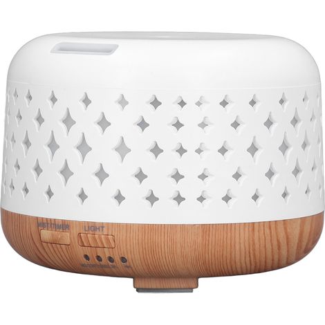 Humidificateur diffuseur d'aromathérapie 300 ml, 8 W, 0,5 A, 35 dB, silencieux, arrêt automatique, aspect bois, 7 couleurs LED, prise UE 100-240 V (1/5)