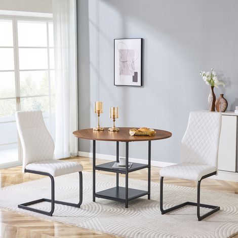 Conjunto mesa comedor con 2 sillas y estantes OKMYHOME (1/5)