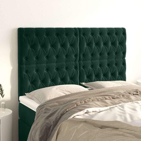 vidaXL Cabecero Terciopelo Verde Oscuro 144x7x118/128 cm (1/5)