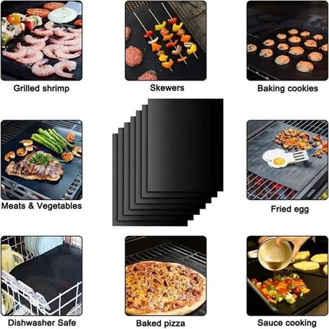 Tapis de cuisson pour Barbecue - 10pcs - Antiadhésif - Réutilisable - 40x33cm (1/4)