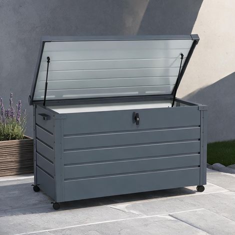 Coffre de rangement jardin métal 311 L gris foncé en acier (1/5)