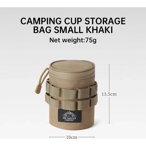 Sacoche pour bouteille d'eau (petit modèle kaki) pour sports de plein air, sac de rangement tactique multifonctionnel, sac de protection pour verre à bière en tissu Oxford 600D, idéal pour le camping. (1/4)