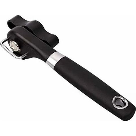 1PC Safety Manual Can Opener, Black, Stainless Steel Can Opener, Ergonomic and Non-Slip Design, Smooth Edges, No Sharp Edges When Cutting